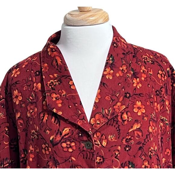 Anna Maxwell Women 26W Burnt Orange Floral Maxi Button Up Corduroy Dress Prairie - Picture 4 of 6